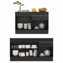 Ver imagem 5 de Kit 2 Balcões de Cozinha para Pia Área Gourmet 270cm com Rodapé Multimóveis MP3427 Preto/Dourado