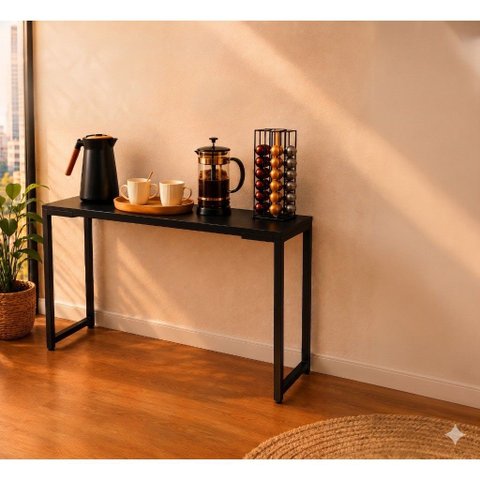 Prateleira Aparador Decorativa - Cantinho do Cafe Aparador - com Frase 3D Incluca - Preto