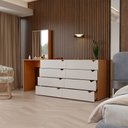 Ver imagem 2 de Cômoda Veneza 8 Gavetas com Espelho Creme/Freijó - Panorama Móveis