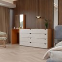 Ver imagem 1 de Cômoda Veneza 8 Gavetas com Espelho Creme/Freijó - Panorama Móveis