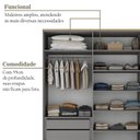 Ver imagem 6 de Guarda-Roupa Solteiro 100% MDF 4 Portas Brescia Cinza/Urbi