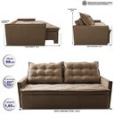 Ver imagem 2 de Sofá Sem Caixa Retrátil e Reclinável 1,65m Cama inBox Studio Suede Velusoft Castor