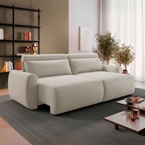 Sofá Retrátil 3 Lugares 180cm em Linho City