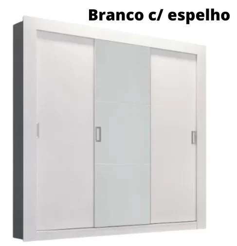 Guarda roupa Herval PH 1708 - Branco - Com espelho - 3 portas de correr