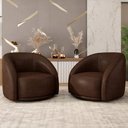 Ver imagem 6 de Kit 02 Poltronas Decorativas Giratória Angelina M03 Couríssimo Marrom - Lyam Decor