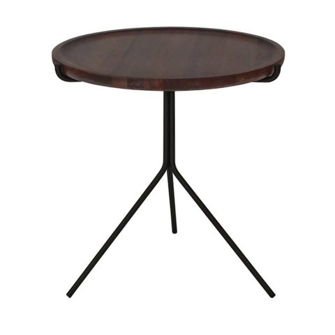 Mesa de Apoio Lopes Alta Tampo Castanho Estrutura Preta 53cm - 60138