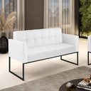 Ver imagem 2 de Sofá Namoradeira Elisa Corino Base Metálica Industrial Preto - D'Rossi Branco