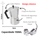 Ver imagem 3 de Cafeteira Italiana 3 Xícaras Alumínio Premium Super Prático