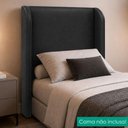 Ver imagem 2 de Cabeceira Solteiro 100 cm com Frame Imperial Corino Preto Impo