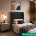 Ver imagem 5 de Cabeceira Solteiro 100 cm com Frame Imperial Corino Preto Impo