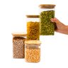 Kit 4 Potes de Vidro Tampa de Bambu Herméticos Quadrados - Tüd - 2