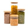 Kit 4 Potes de Vidro Tampa de Bambu Herméticos Quadrados - Tüd - 1