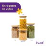 Kit 4 Potes de Vidro Tampa de Bambu Herméticos Quadrados - Tüd - 3