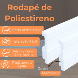 Rodapé de Poliestireno 7cm de Altura Frisado Branco (7x1x240cm) - Formix 3d - 2