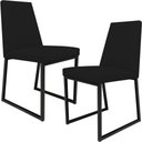 Ver imagem 1 de Kit 02 Cadeiras Decorativas Estofada Para Sala de Jantar Dafne L02 Corano Preto - Lyam Decor