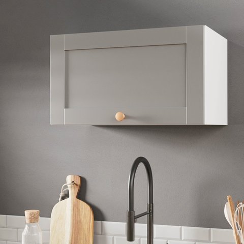 Armário Aéreo 1 Porta Basculante 60cm Arizona CabeCasa MadeiraOriginals Cinza/Branco