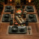 Ver imagem 5 de Conjunto Sushi 42 Peças Travessas Ramequins Copos Molheiras Cerâmica Verde Porto Brasil