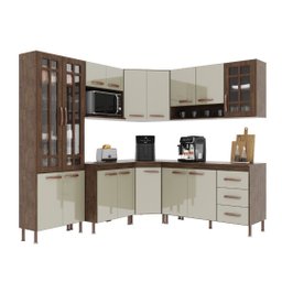 Cozinha Modulada Completa Fidelitá Lisboa 7 Peças 410cm 16 Portas 3 Gavetas com Tampo - 3