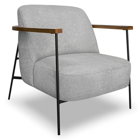 Poltrona para Sala Pés Metálicos Ellen S06 Boucle Cinza - Mpozenato