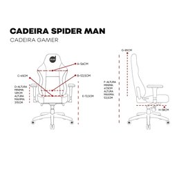 Cadeira Gamer Dazz Marvel Homem Aranha Encosto Reclinável - 7 Cadeira Gamer Dazz Marvel Homem Aranha Encosto Reclinável - 7