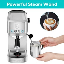 Casabrews Máquina de Espresso 20 Bar com Vaporizador de Leite (prata) - 4