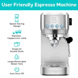 Casabrews Máquina de Espresso 20 Bar com Vaporizador de Leite (prata) - 2