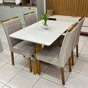 Ver imagem 2 de Conjunto Mesa de Jantar 1,20m Tampo em Vidro + 4 Cadeiras Cor:off White com Freijó