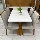 Ver imagem 3 de Conjunto Mesa de Jantar 1,20m Tampo em Vidro + 4 Cadeiras Cor:off White com Freijó