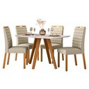 Ver mais imagens de Conjunto Mesa de Jantar 1,20m Tampo em Vidro + 4 Cadeiras Cor:off White com Freijó