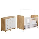 Ver imagem 2 de Jogo de Quarto Infantil Júnior Cômoda 1 Porta e Berço Uli Branco Brilho/amêndoa - Móveis Peroba