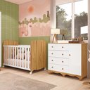 Ver imagem 1 de Jogo de Quarto Infantil Júnior Cômoda 1 Porta e Berço Uli Branco Brilho/amêndoa - Móveis Peroba
