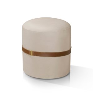 Puff Banqueta Berlim Redonda Cinta Couro Tecido Liso Veludo