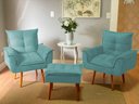 Ver imagem 1 de Kit 02 Poltronas Opala 1 Puff Opala Varias Cores Suede Bela-móveis:azul Turquesa