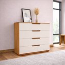 Ver imagem 1 de Cômoda para Quarto 4 Gavetas 90cm Madri Bege/Creme/Freijó