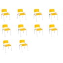 Ver imagem 2 de Kit 10 Cadeira Iso Infantil Creche, Escola Base Branco Amarelo