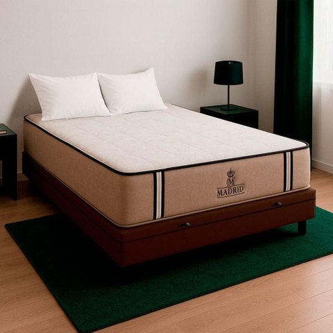 Cama Box Baú Casal e Colchão Madrid Molas V-store Cor:marrom