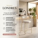 Ver imagem 2 de Banqueta Cozinha Média com Encosto Industrial Champanhe Kit 6 Londres PU D03 - D'Rossi