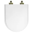 Ver imagem 1 de Tampa de Vaso Poliéster Com Amortecedor Carrara Branco para Bacia Deca com Ferragem Dourada