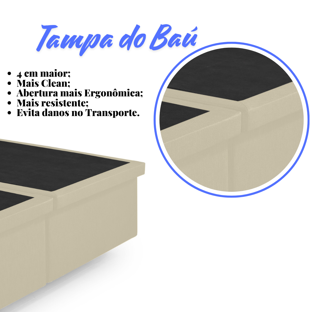 Cama Box com Baú King 193x203 com Pistão a Gás Courino Linho - 7