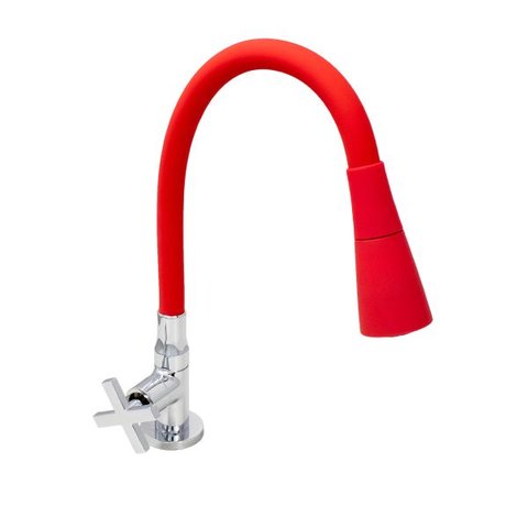 Torneira Cozinha Mesa Silicone Vermelho C29 Cone Jato Duplo