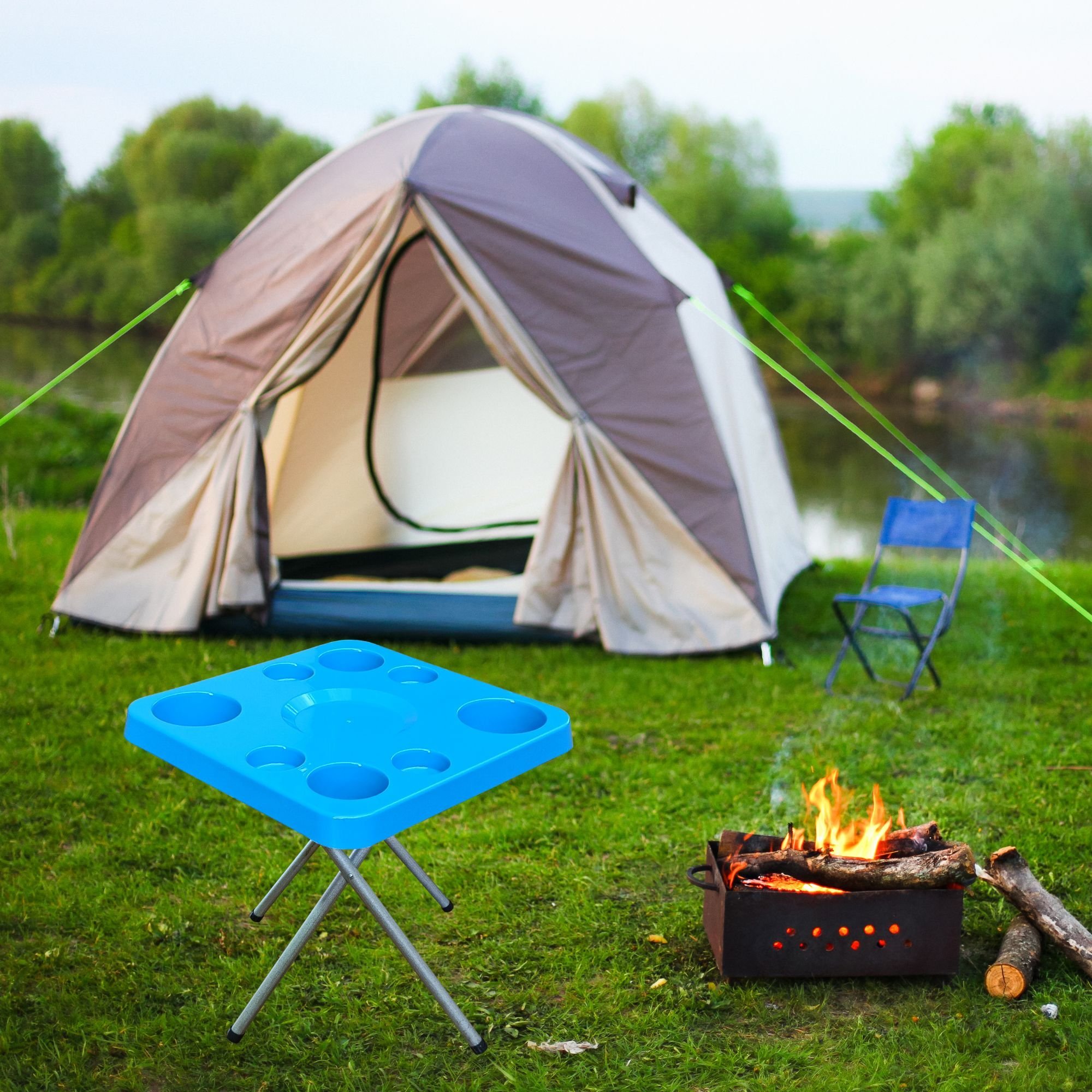 Mesa Dobrável para Petiscos Praia e Camping 44 Cm de Altura:azul - 2