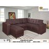 Sofá de Canto Suécia 7 Assentos com Chaisse Espuma Hr45 Firme D33 Suede Animalle 2,50M x 2,05M - Vermelho - 1