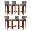 Ver imagem 1 de Kit 6 Banquetas Média Gourmet para Cozinha 38x92 Cm Líbia Madeira Maciça Suede Cinza CCS