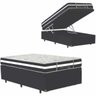 Conjunto Cama Box Baú Casal Inteiriço Corino 1,38x1,88 + Colchão Molas Confort Black 26 cm - Branco - 2