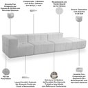 Ver imagem 4 de Sofá 4 Lugares para Sala Living Modular com Puff 352cm Lancaster F04 Bouclê Branco - Lyam Decor