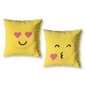 Capas de Almofadas Zíper Invisível Emoji Kit 2 Peças Estampadas Digital Decorativas Sala Quarto Sofá - 1