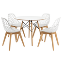 Ver imagem 1 de Conjunto Mesa de Jantar Chanfrada Branca Eames 90cm com 4 Cadeiras Branca Kaila Wood - La Mobilia