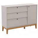 Ver imagem 2 de Cômoda Sapateira e Guarda Roupa Unique 4 Portas Cinza Eco Wood - Matic