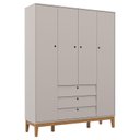 Ver imagem 4 de Cômoda Sapateira e Guarda Roupa Unique 4 Portas Cinza Eco Wood - Matic