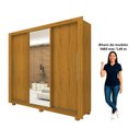 Ver imagem 5 de Guarda-Roupa Casal 3 Portas com 1 Porta Espelho com Pés 100% MDF Roma